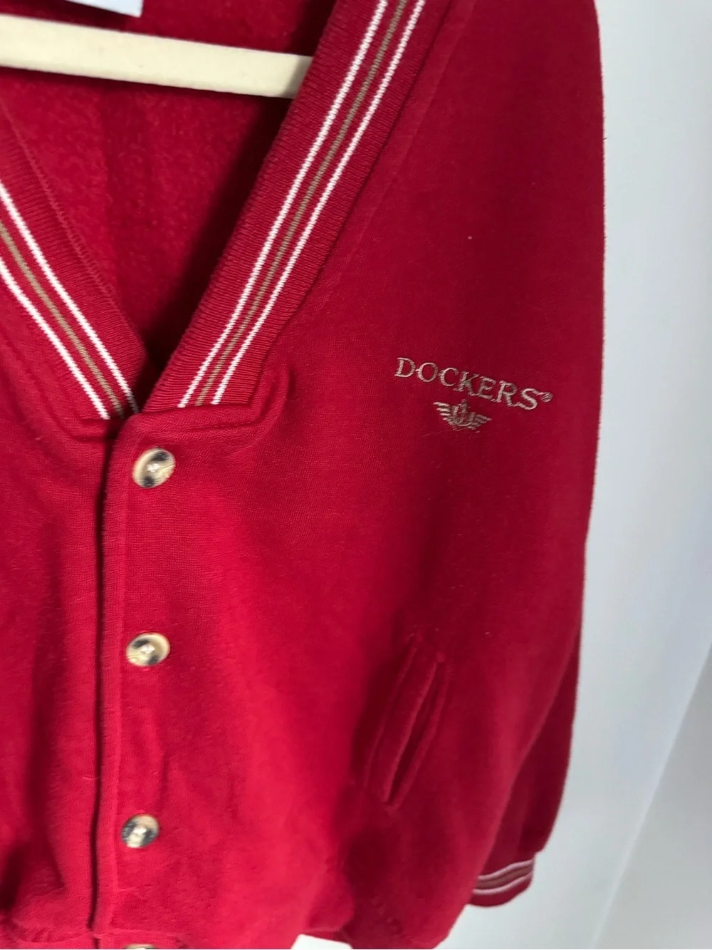 Dockers Vintage Boys Button Up Red Cardigan Size 7Y